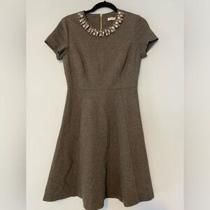 Elegant Gray Dress with Embellished Neckline